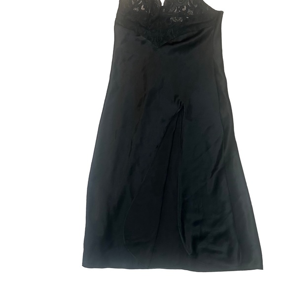 Vintage Victoria Secret Gold Label Sexy Black Silky Satin Slip Dress Lingerie Lg - Picture 3 of 8